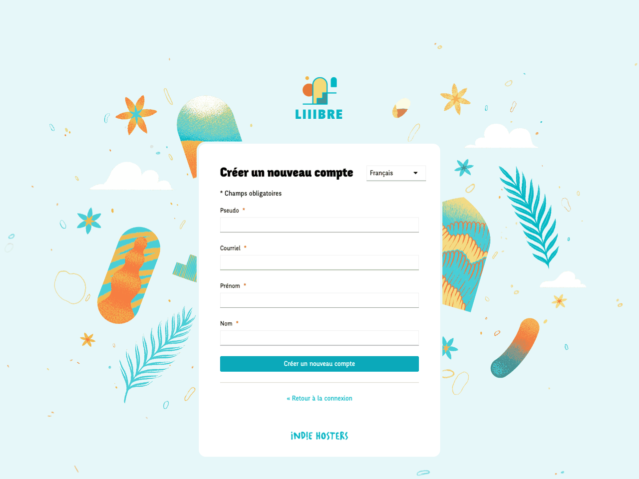 Création d'un compte sur liiib.re, l'instance de démonstration de LaSuite par IndieHosters