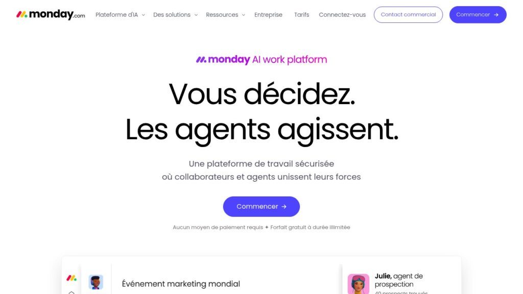 Capture d'écran de monday.com
