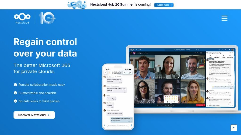 Capture d'écran de Nextcloud Hub