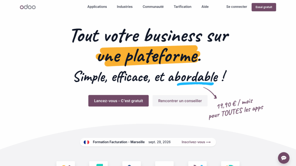 Capture d'écran d'Odoo