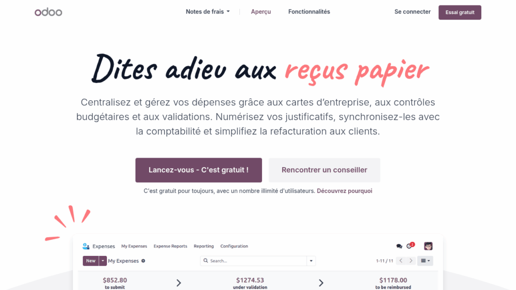 Capture d'écran de Odoo