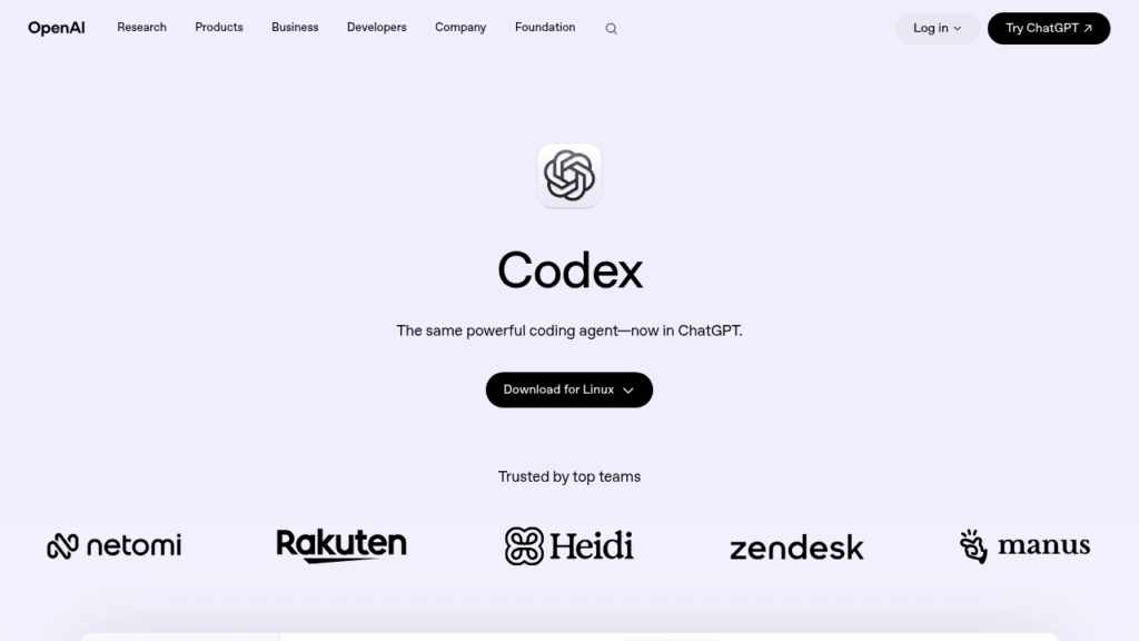 Capture d'écran d'OpenAI Codex