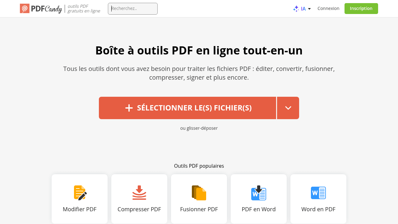 Capture d'écran de PDF Candy