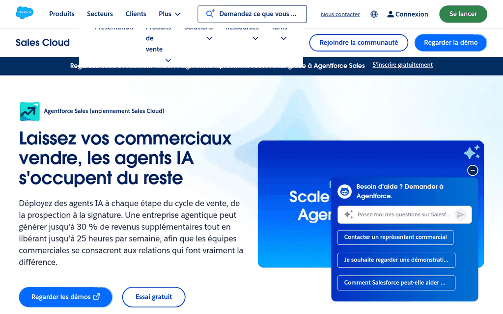 Capture d'écran de Salesforce Sales Cloud