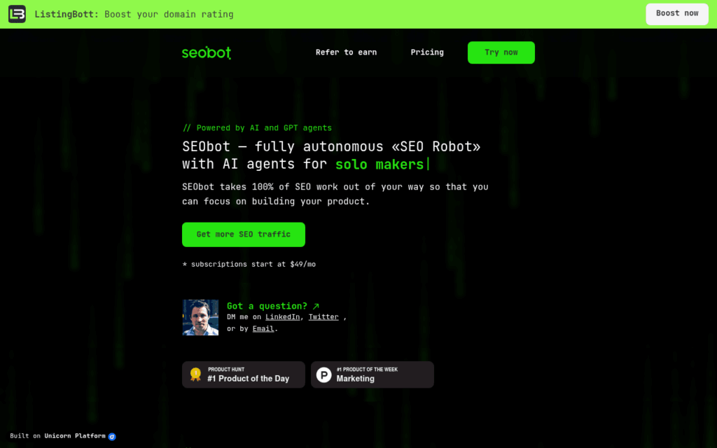 Capture d'écran de SEObot