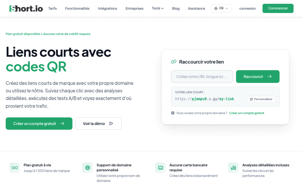 Capture d'écran de Short.io