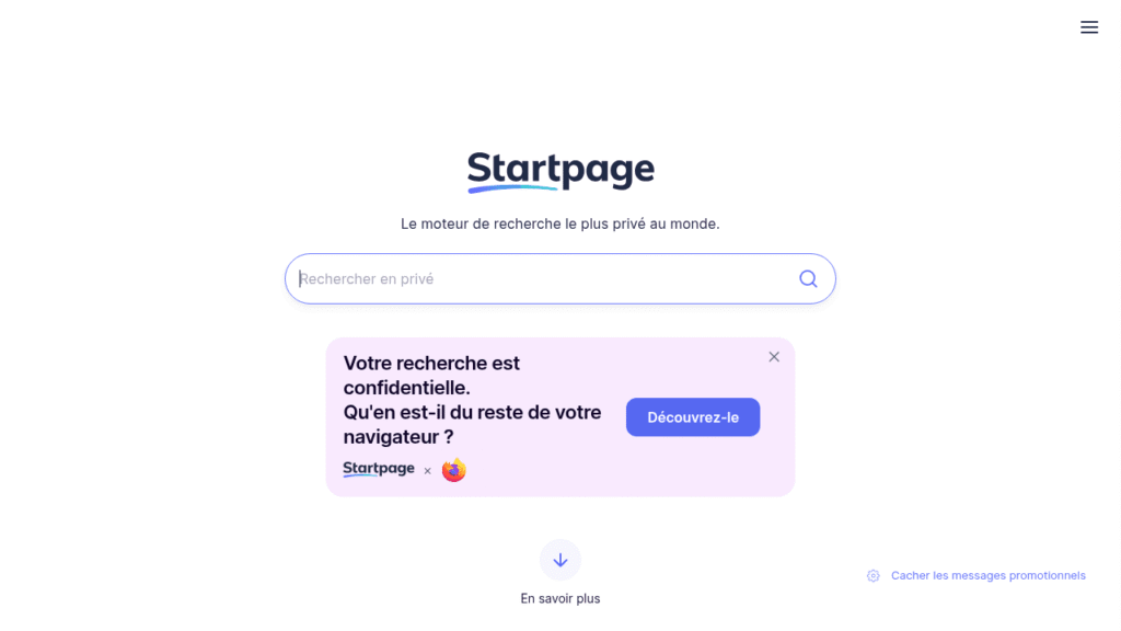 Capture d'écran de Startpage