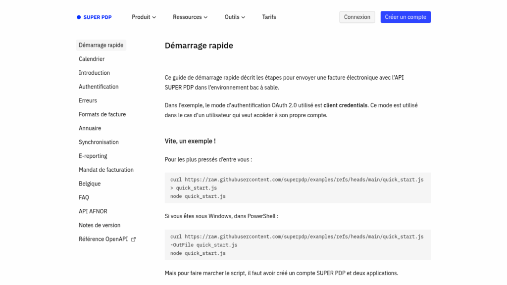 La documentation de l'API SuperPDP