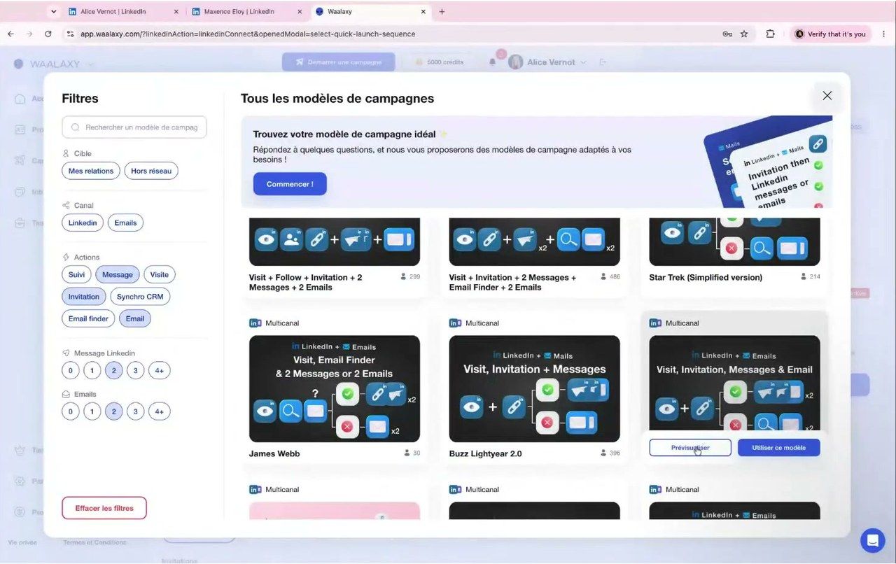 Galerie des modèles de campagnes Waalaxy