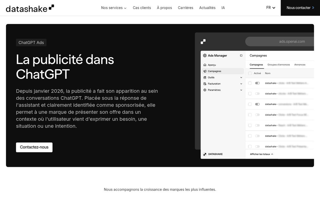 Datashake - agence ChatGPT Ads