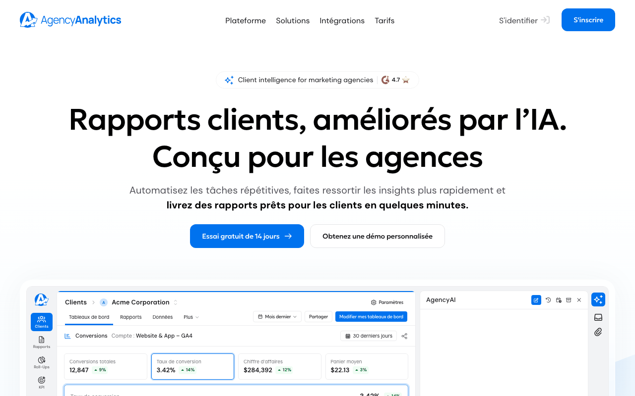 Capture d'écran de AgencyAnalytics