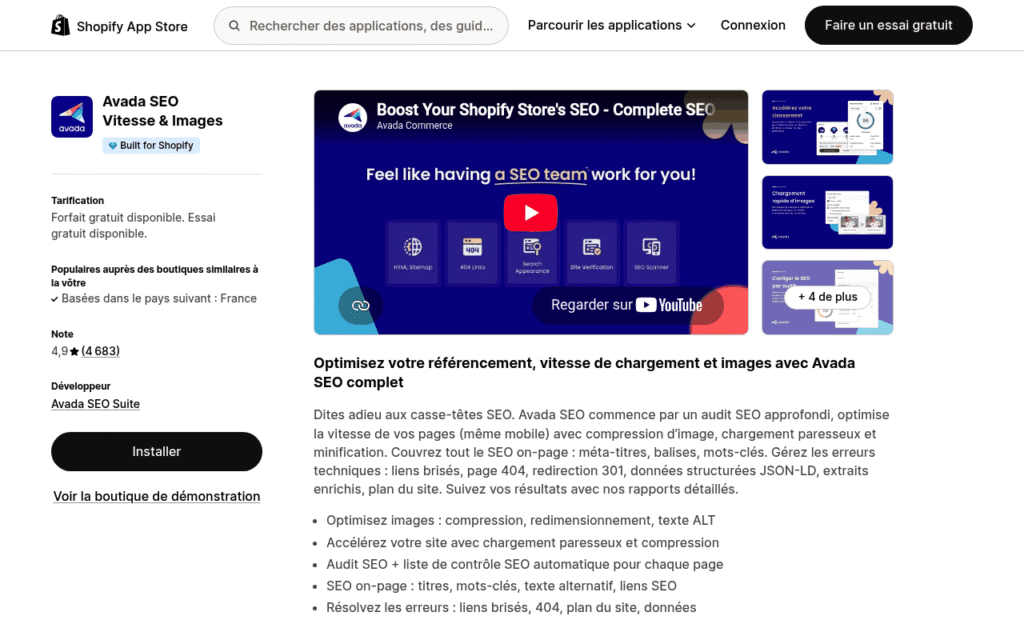 Capture d'écran d'Avada SEO