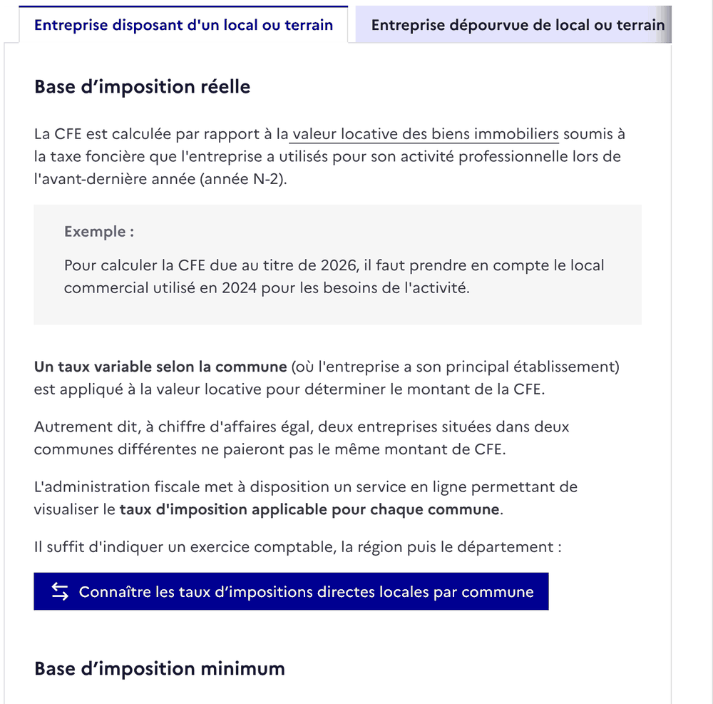 Service Public : la CFE dépend du taux voté par chaque commune