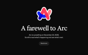 Page d'adieu d'Arc Browser sur arc.net : « A farewell to Arc »