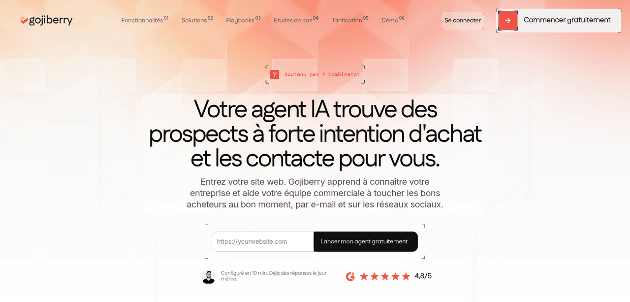Page d'accueil de Gojiberry en français