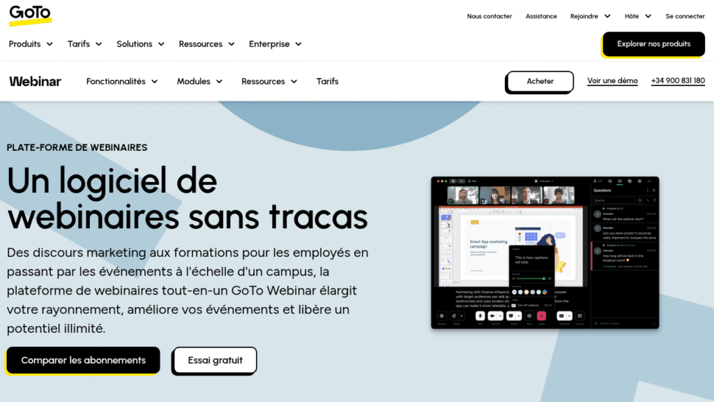 Capture d'écran de GoTo Webinar