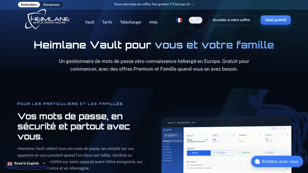 Capture d'écran de Heimlane Vault