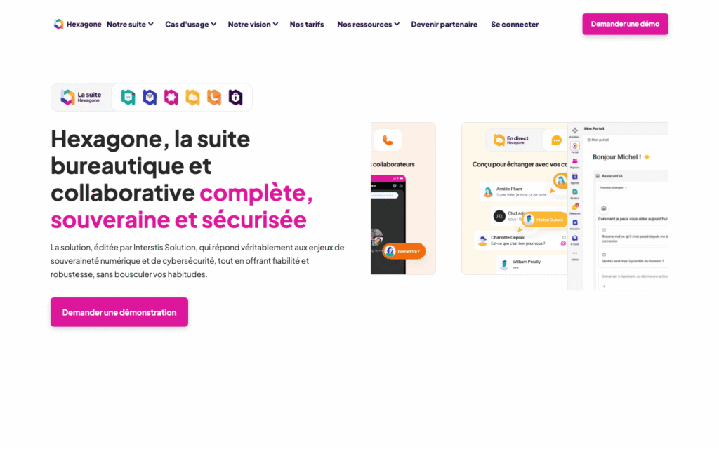 Capture d'écran de la suite Hexagone