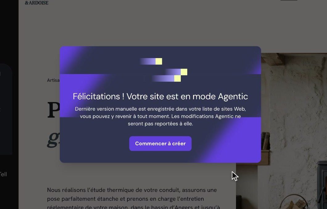 Passage du site en mode IA dans Hostinger AI Builder