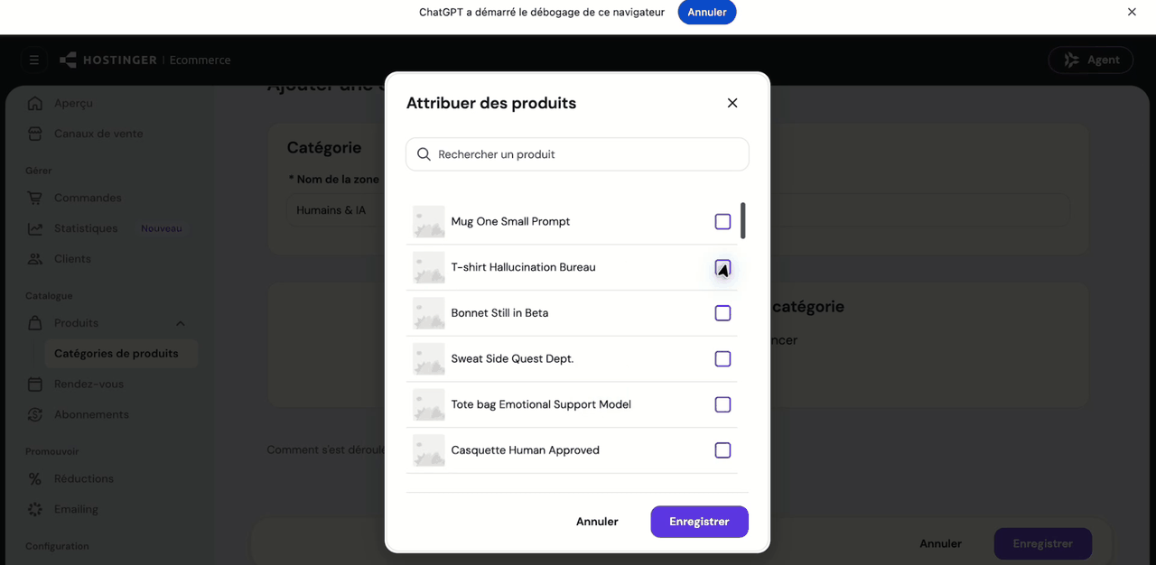 Codex qui range les produits dans les collections avec computer use