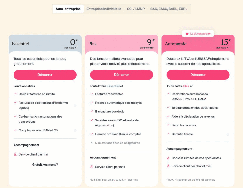 Les nouvelles formules d'Indy pour une auto-entreprise : Essentiel, Plus et Autonomie