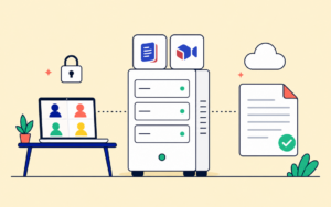 Illustration d'un serveur qui héberge Docs et Visio de La Suite numérique