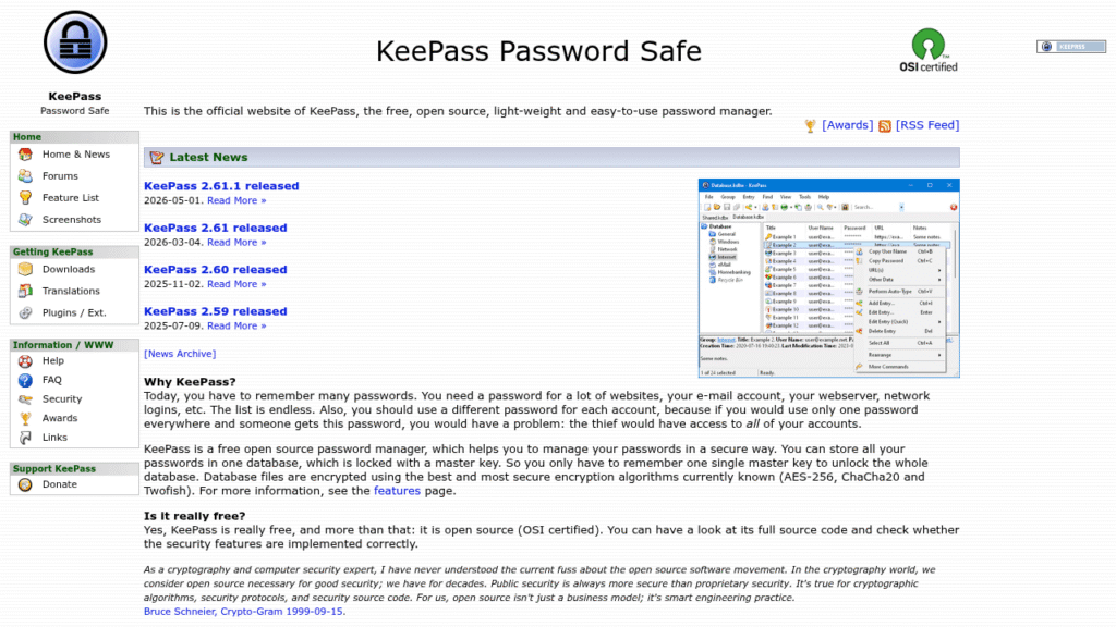 Capture d'écran de KeePass