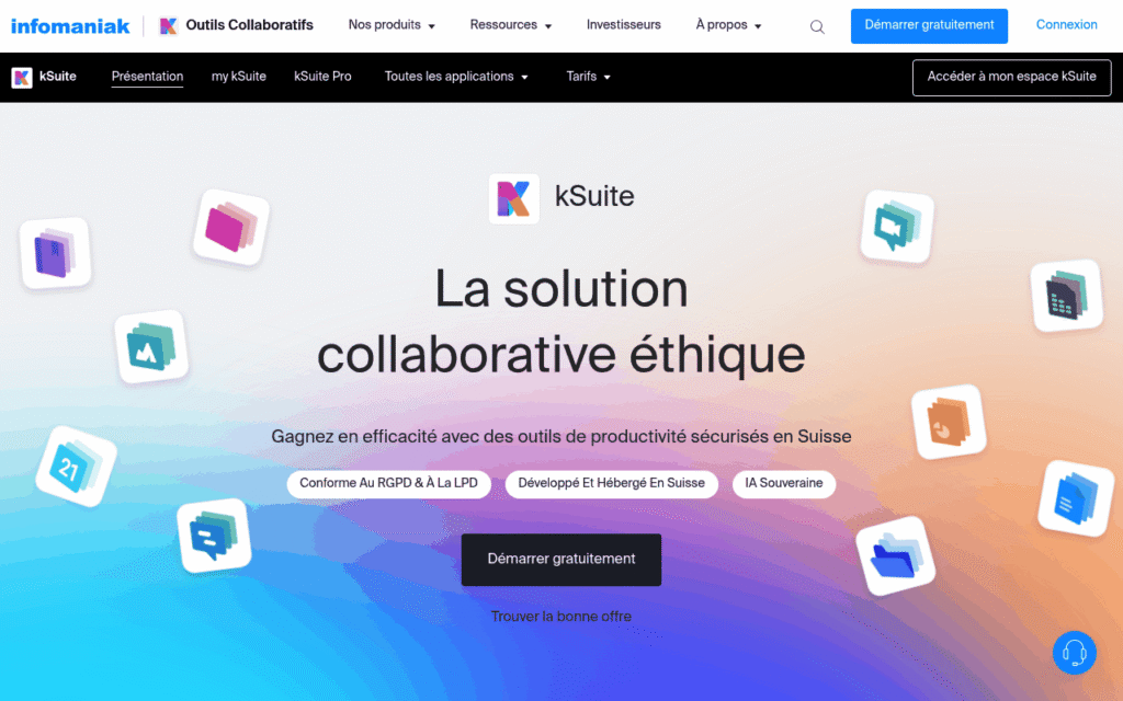 Capture d'écran d'Infomaniak kSuite