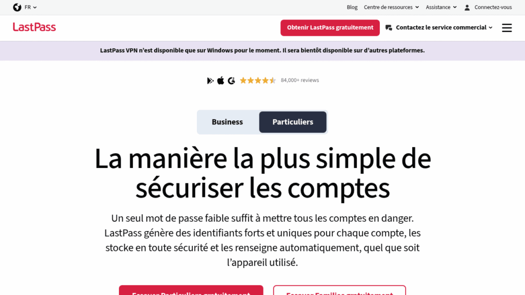 Capture d'écran de LastPass