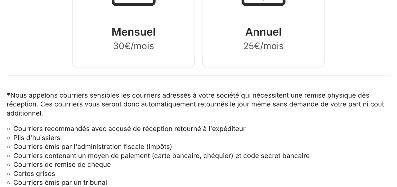 Liste des courriers sensibles renvoyés automatiquement par LegalPlace
