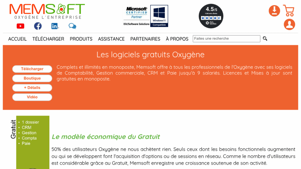 Capture d'écran de Memsoft Oxygène