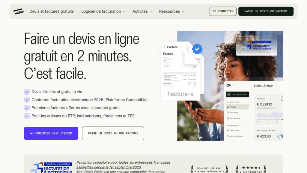Capture d'écran de Mon Devis Facile