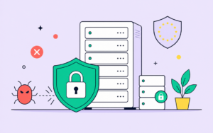 Illustration d'un serveur de sauvegarde protégé par un bouclier face à un ransomware