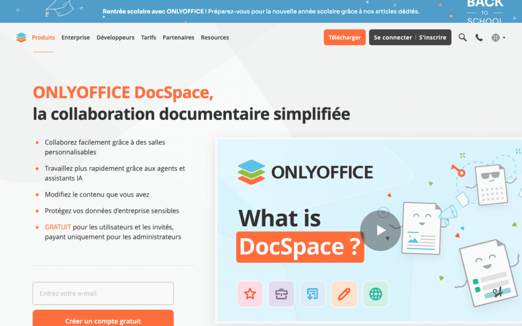 Capture d'écran d'ONLYOFFICE DocSpace