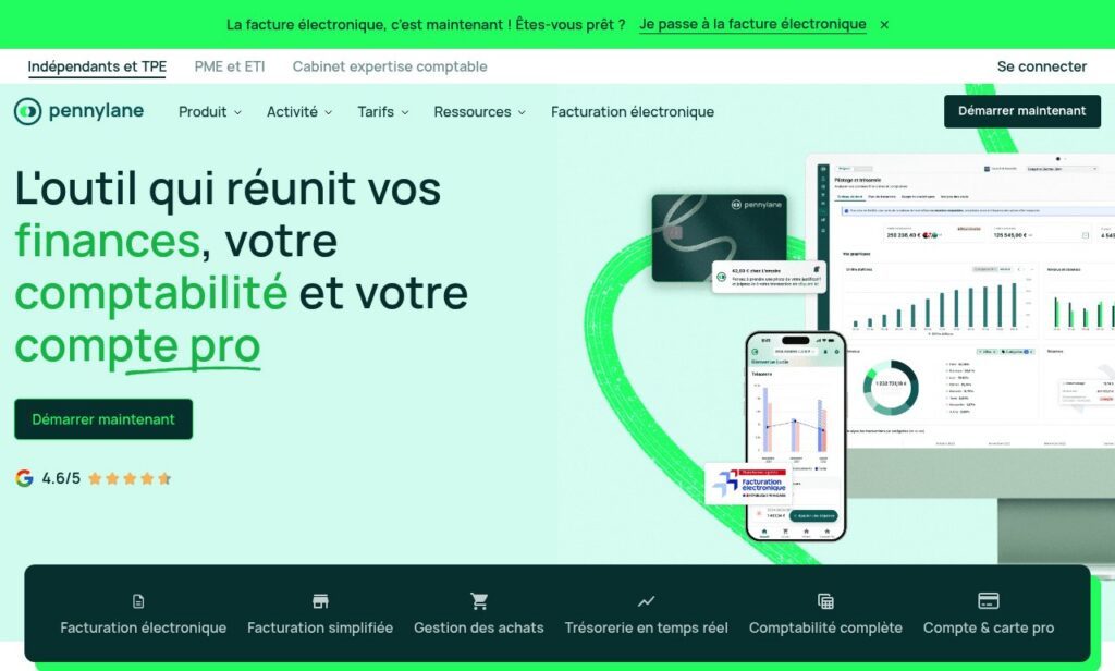 Page d'accueil de Pennylane