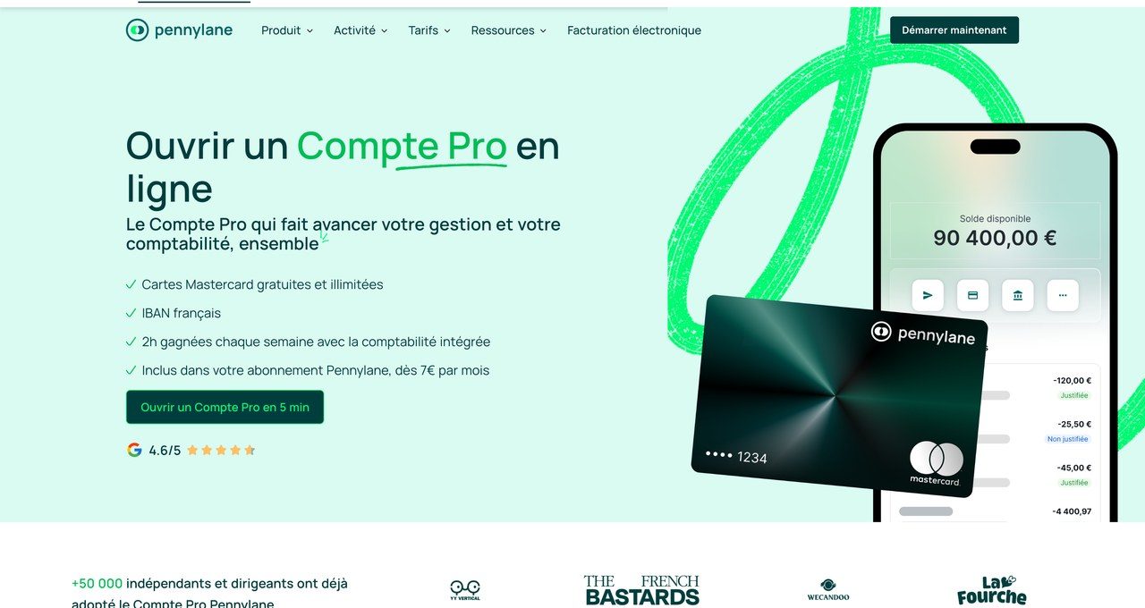 Page du compte pro Pennylane, inclus dès la formule Starter