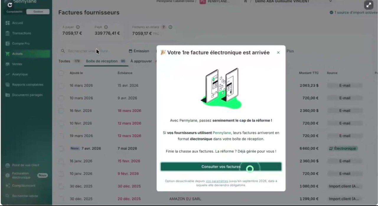 Réception de la première facture électronique fournisseur dans Pennylane