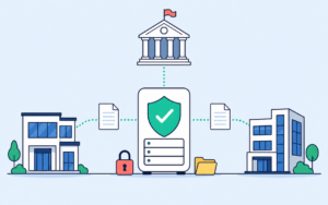 Illustration d'une plateforme agréée qui relie deux entreprises et l'administration fiscale