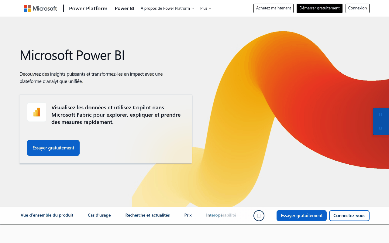 Capture d'écran de Power BI