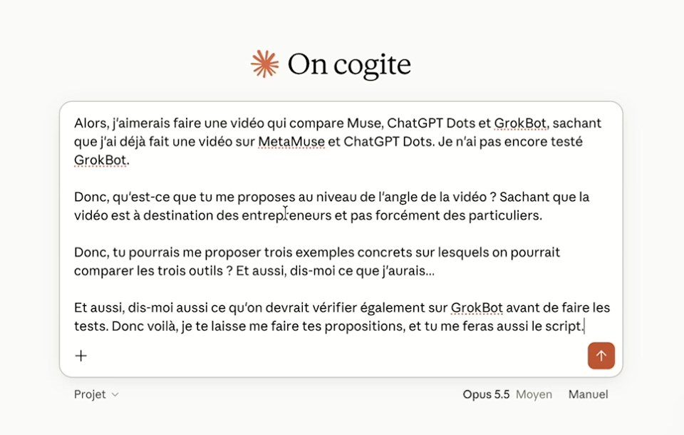 Prompt détaillé dicté à voix haute dans Claude