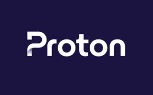 Logo de Proton sur fond violet