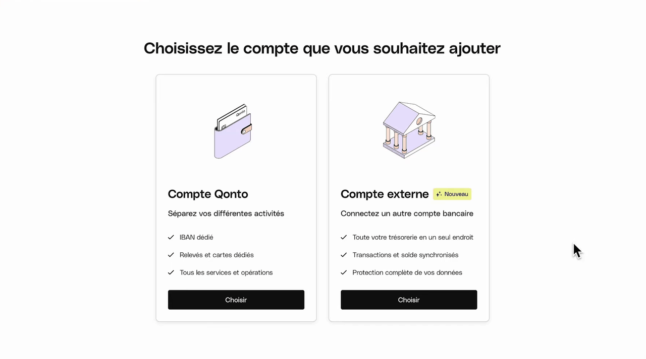 Ajout d'un compte dans Qonto : sous-compte avec IBAN dédié ou compte bancaire externe