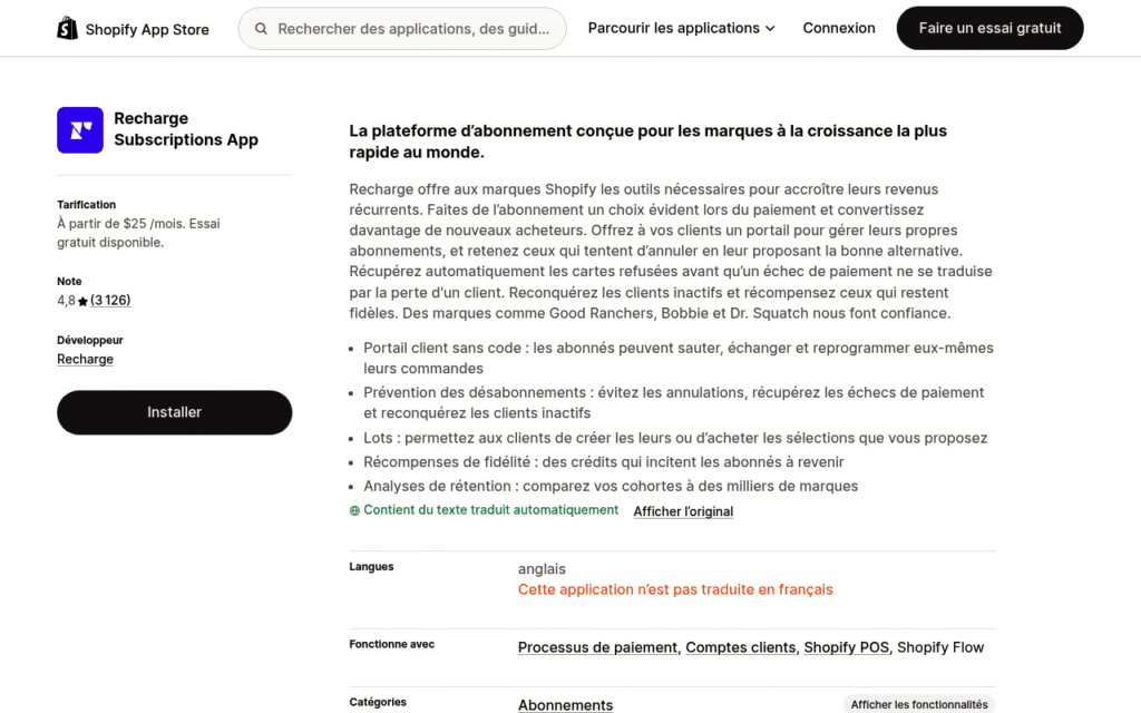 Capture d'écran de Recharge