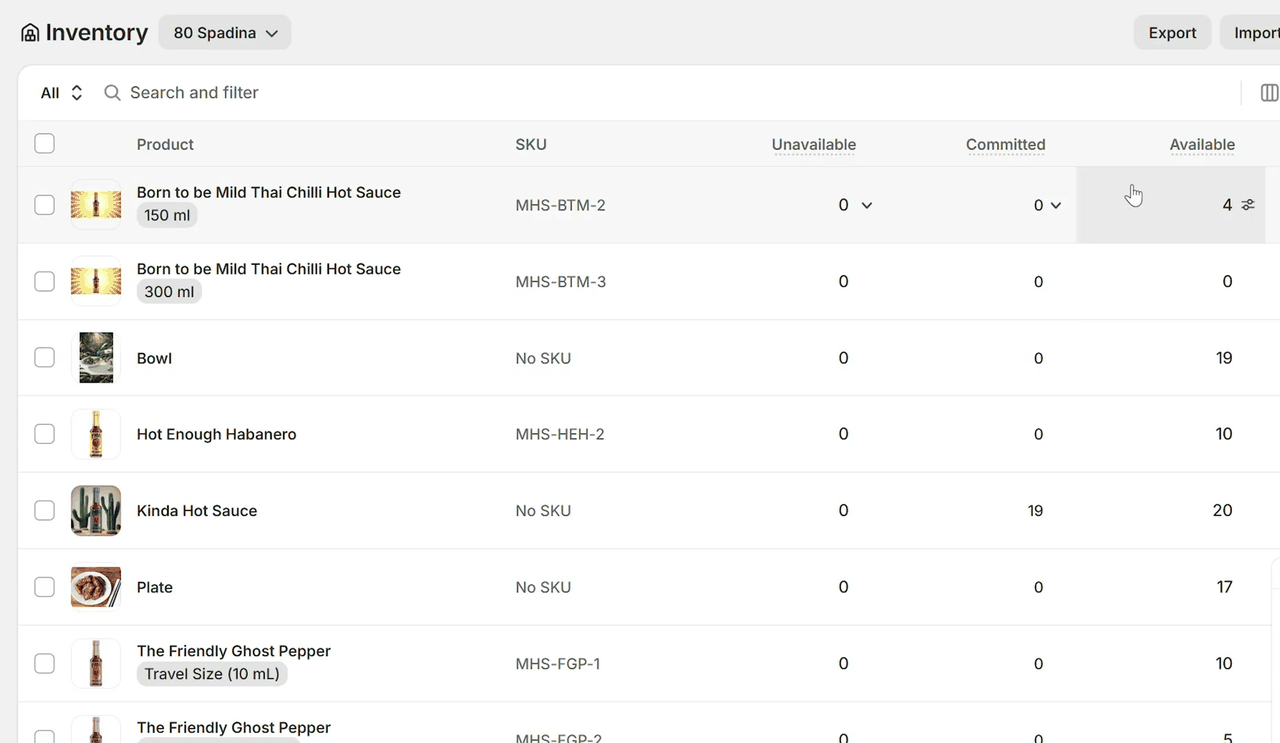 Gestion des stocks par produit et variante dans Shopify