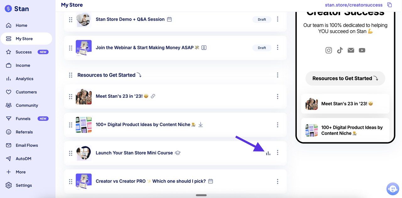 Éditeur de boutique Stan Store avec l'aperçu mobile