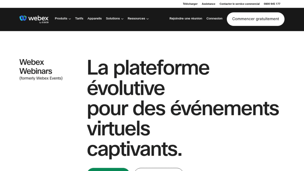 Capture d'écran de Webex Webinars