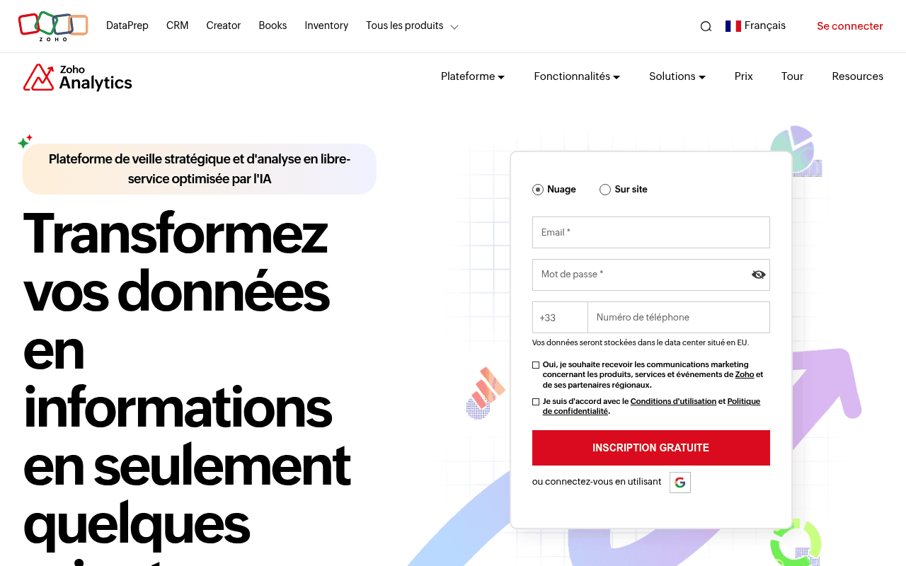 Capture d'écran de Zoho Analytics