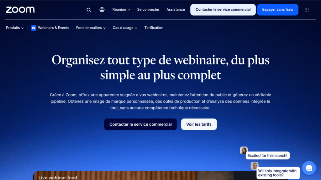 Capture d'écran de Zoom Webinars